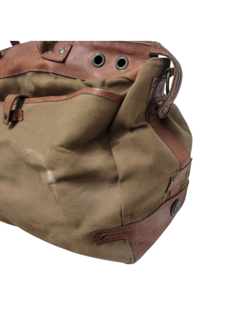 WILL Leather Goods Travel Duffle Bag Weekend Carry-On Brown Canvas/Leather Trim - Picture 4 of 10